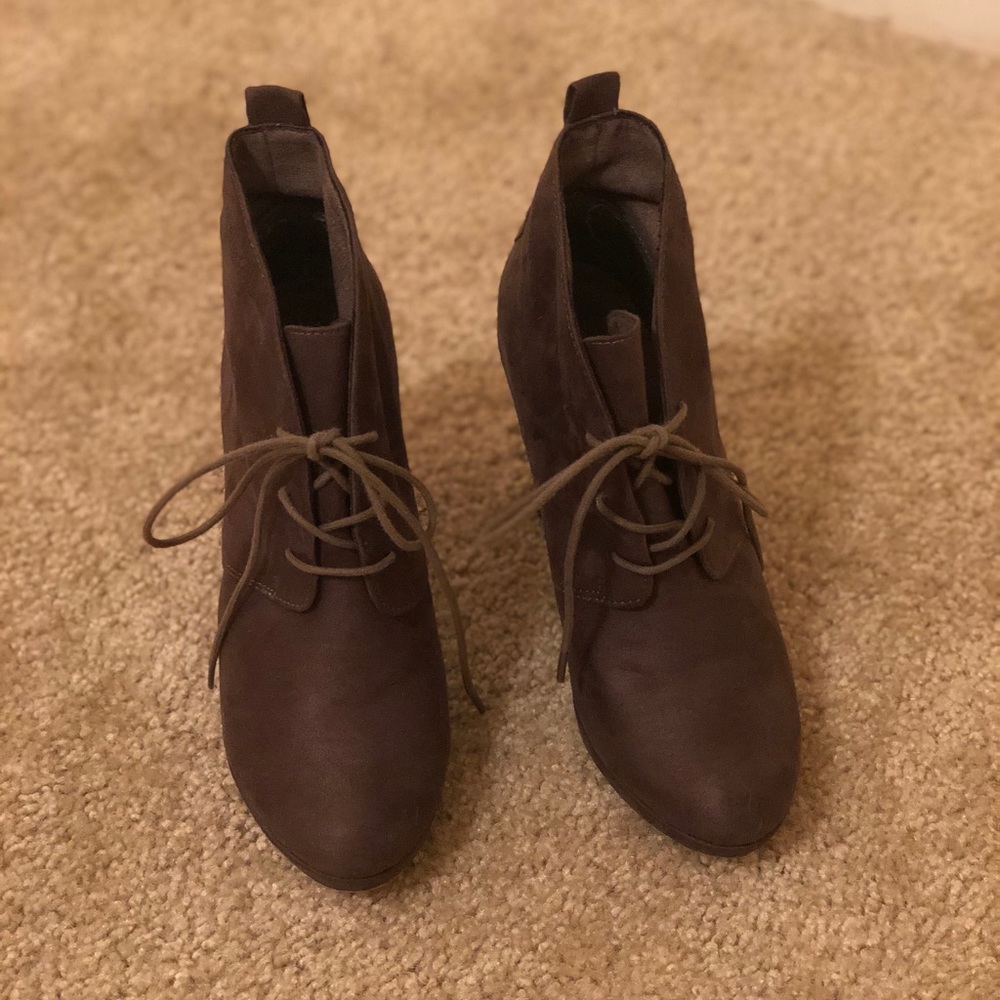 gray lace up booties